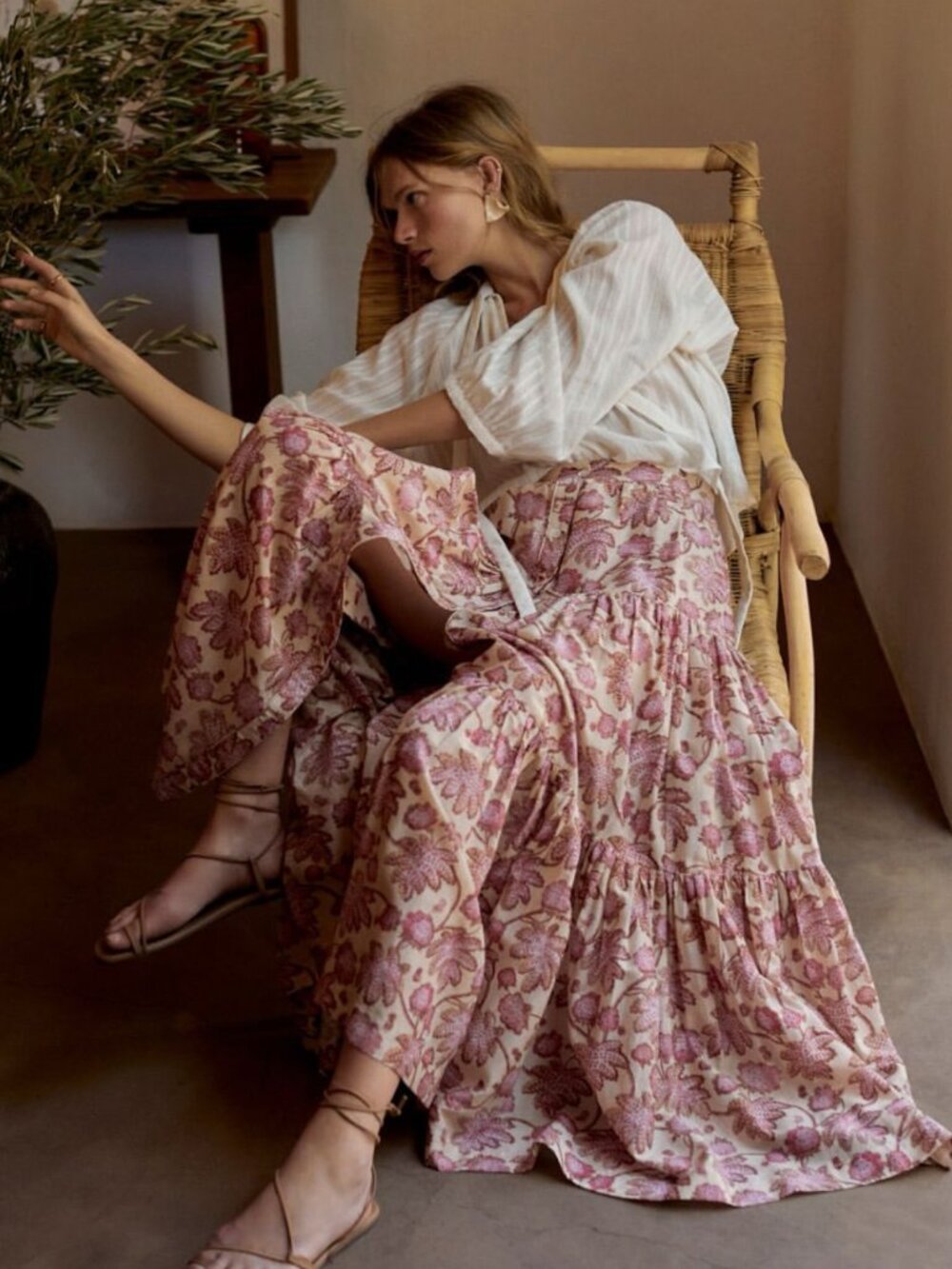 Wiggy Kit "Peasant" Skirt in Pink/Peach "Camarague" Print, size Large